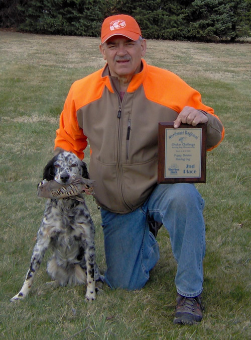 A happy Laurel Mt Llewellin Setter pup owner